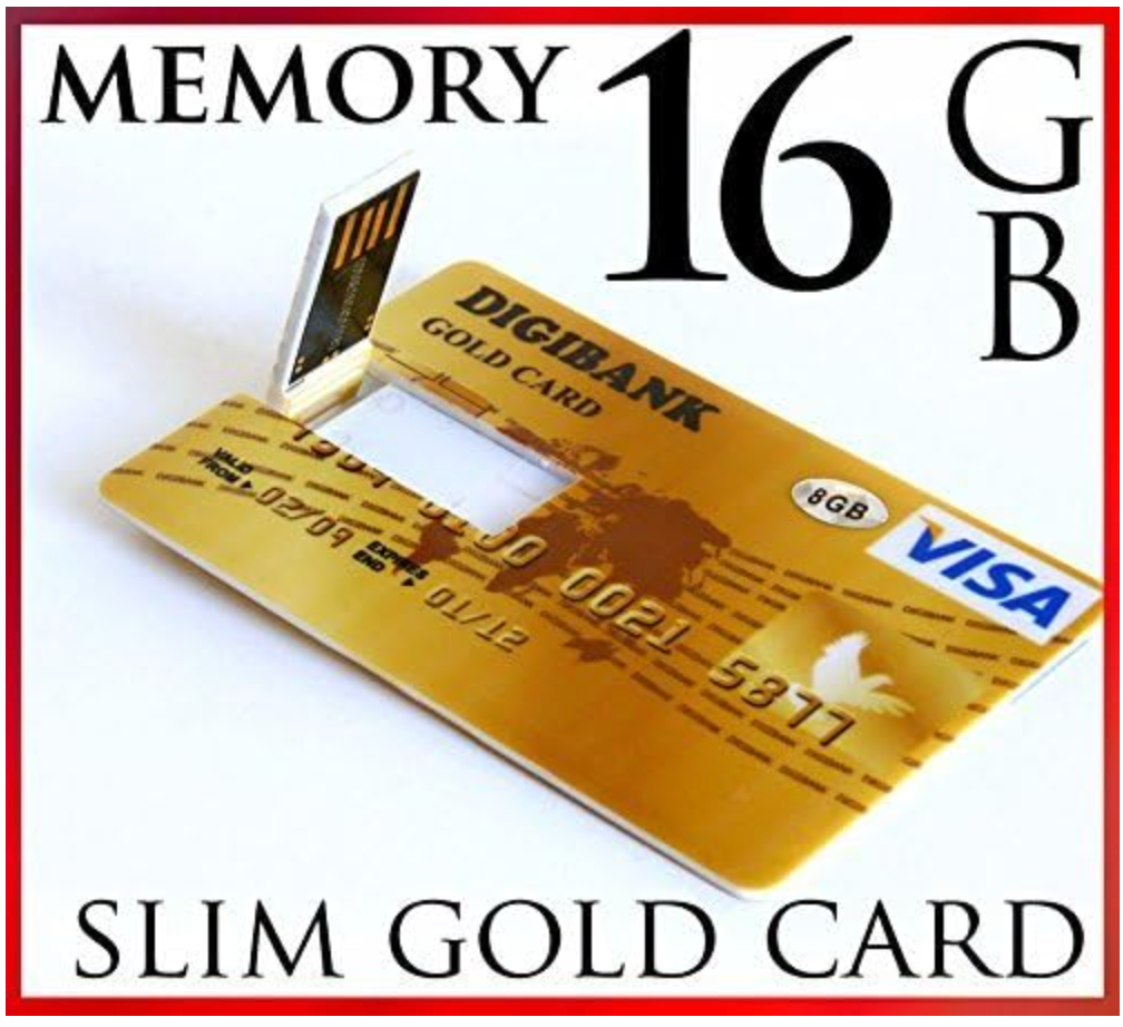 16gb USB 2.0 Ultra Slim GOLD Credit Card Style Flash Memory Stick Drive 16g High speed key